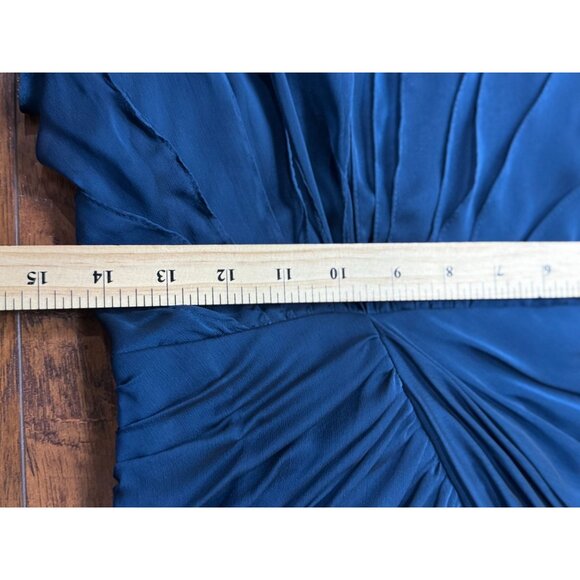 Adrianna Papell Blue Beaded Illusion Neck Tiered Chiffon Gown 4 Elegant Bodice - Picture 10 of 16